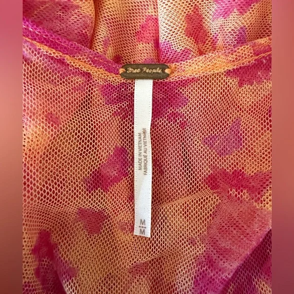 Free People Sugar Top in Hot Tropics Women’s Medium Crop Mesh Blouse - Picture 7 of 7